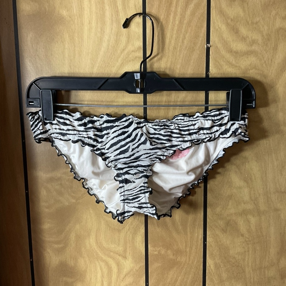 PINK Victoria's Secret Zebra Print Bikini Bottoms in Black and White